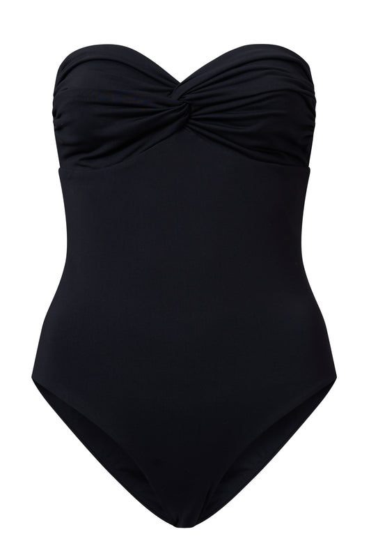 ROEM Bartolome Bandeau Top One Piece in Black, ghost front view