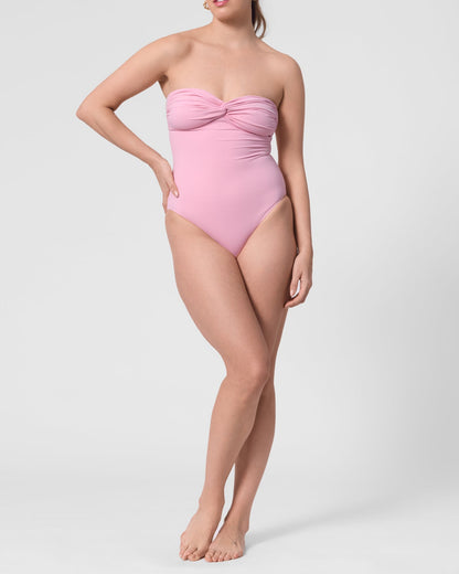 Model wearing the ROEM Bartolome Bandeau Top One Piece in Bloom, front view