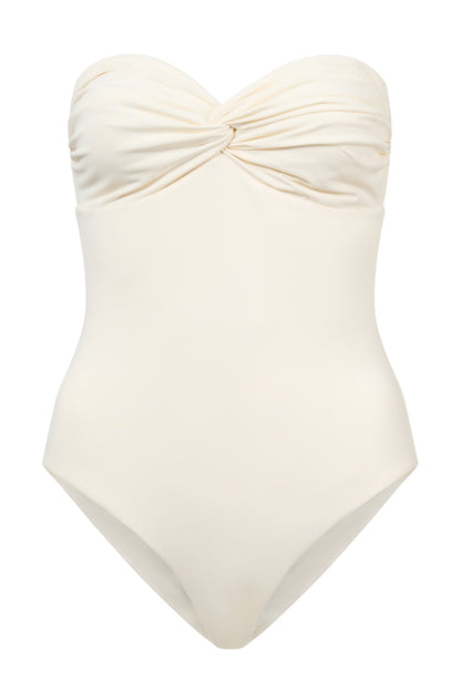 ROEM Bartolome Bandeau Top One Piece in Pearl, ghost front view