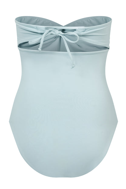 ROEM Bartolome Bandeau Top One Piece in Pool, ghost back view