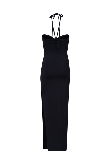ROEM Bartolome Twist Top Dress in Black, ghost back view