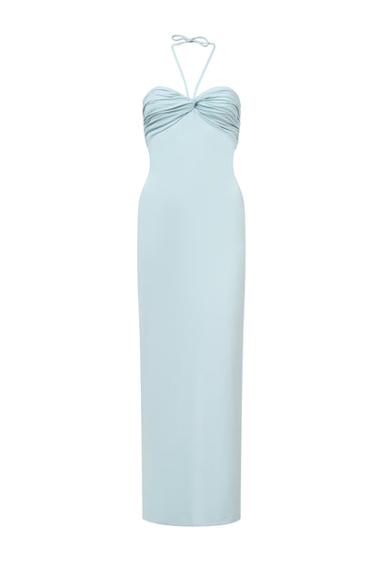 ROEM Bartolome Twist Top Dress in Pool, ghost front view