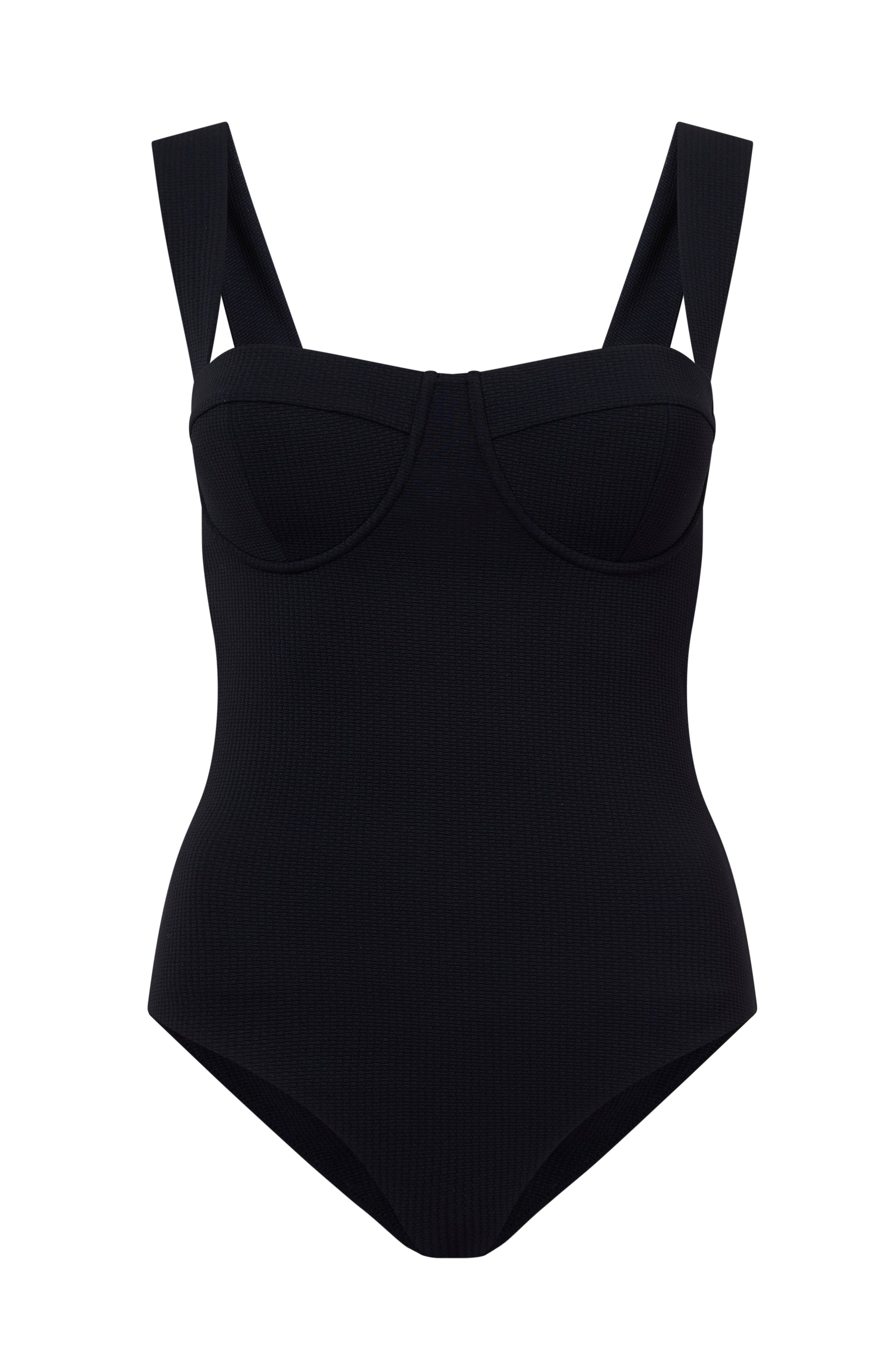 ROEM Calabria One Piece in Black, ghost front view