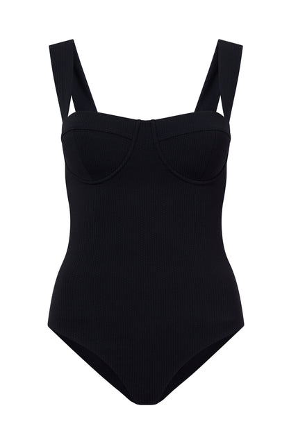 ROEM Calabria One Piece in Black, ghost front view