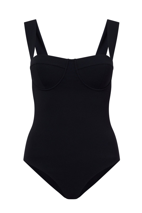 ROEM Calabria One Piece in Black, ghost front view