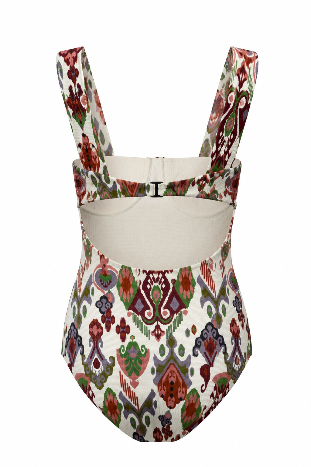 ROEM Calabria One Piece in Goa Ikat print, ghost back view