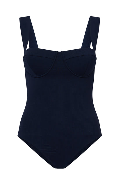 ROEM Calabria One Piece in Indigo, ghost front view