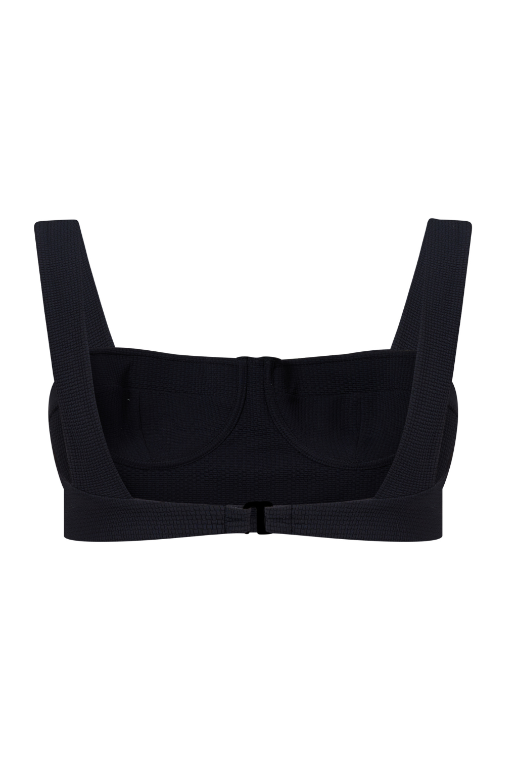 ROEM Calabria Top in Black, back view showing the underwire silhouette