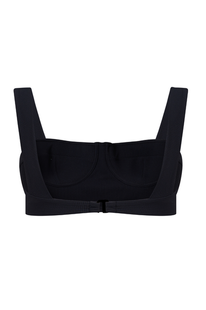 ROEM Calabria Top in Black, back view showing the underwire silhouette