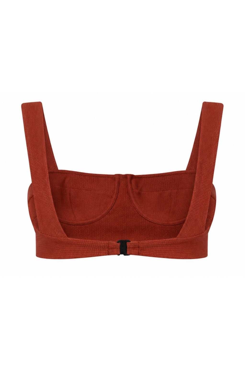 ROEM Calabria Top in Terracotta, back view showing the underwire silhouette