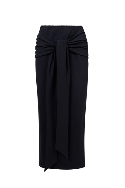 ROEM Itaso Front Wrap Skirt in Black, ghost front view