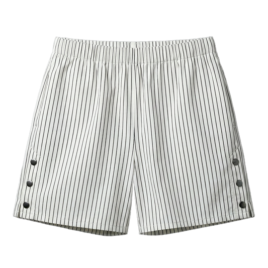 ROEM Jettie Short in Black and White Stripe, flat lay view