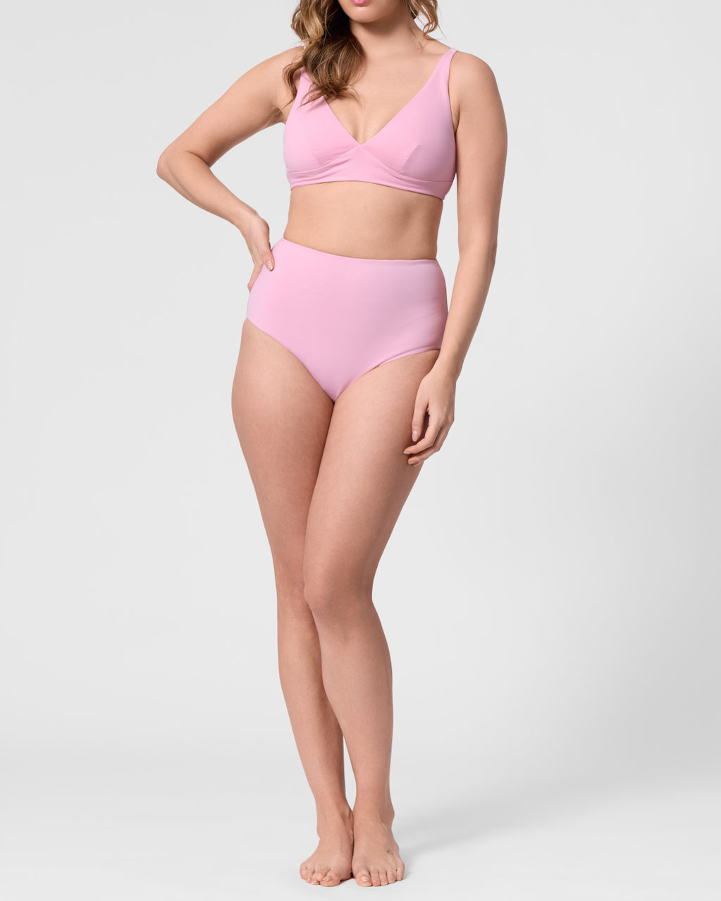 Model wearing the ROEM Lana Bottom in Bloom, front view