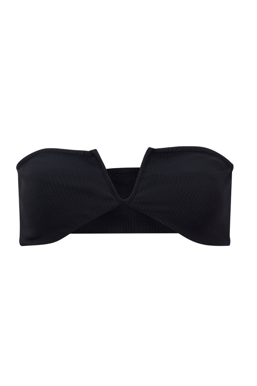 ROEM Lorient Bandeau Top in Black, front view showing the V-wire center detail