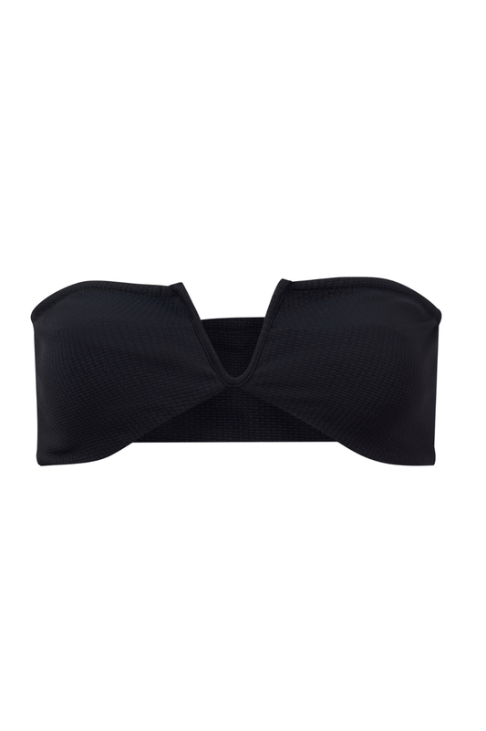ROEM Lorient Bandeau Top in Black, front view showing the V-wire center detail