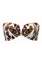 ROEM Lorient Bandeau Top in Goa Ikat, front view showing the V-wire center detail
