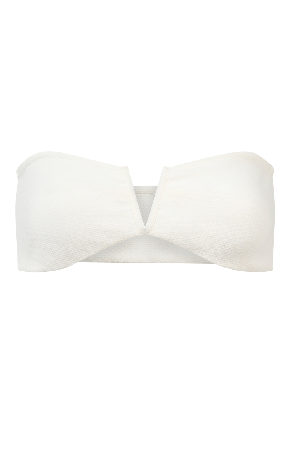 ROEM Lorient Bandeau Top in Pearl, front view showing the V-wire center detail