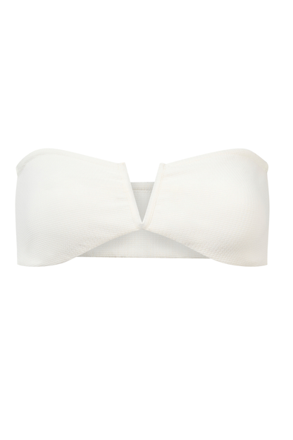 ROEM Lorient Bandeau Top in Pearl, front view showing the V-wire center detail