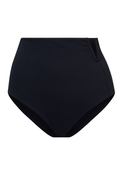 ROEM Marigot V High Rise Bottom in Black, front view showing the V-notch waistband