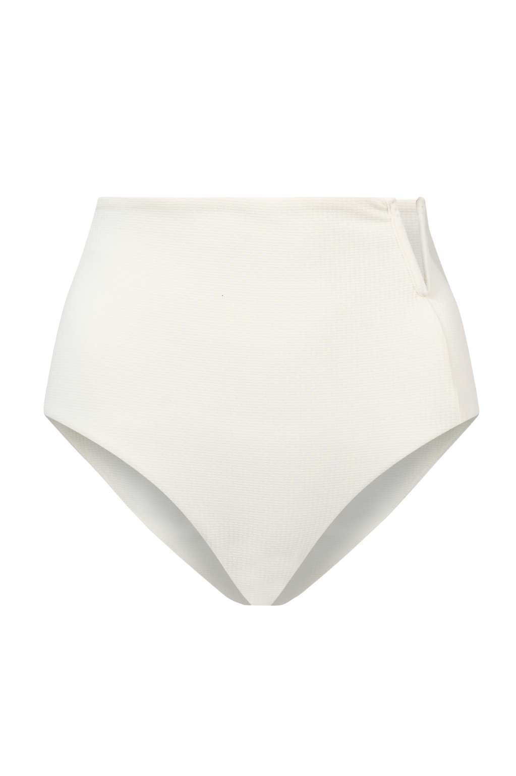 "ROEM Marigot V High Rise Bottom in Pearl, front view showing the V-notch waistband