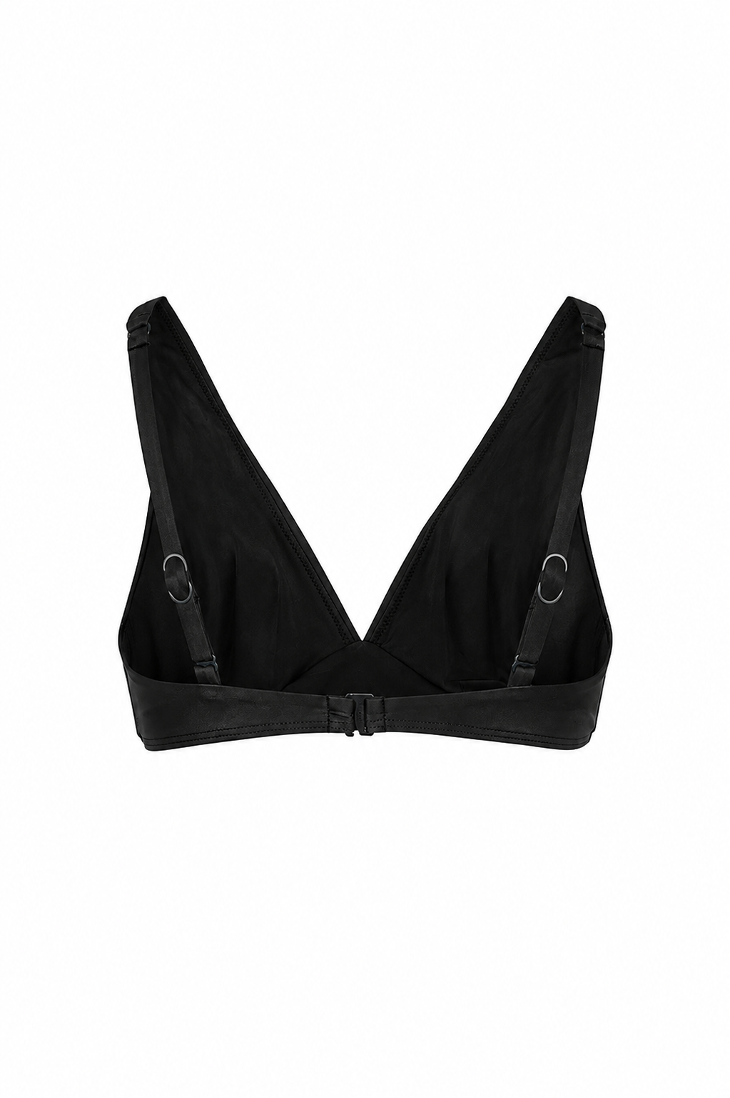 Model wearing the ROEM Matira Bikini Top in Black, back view