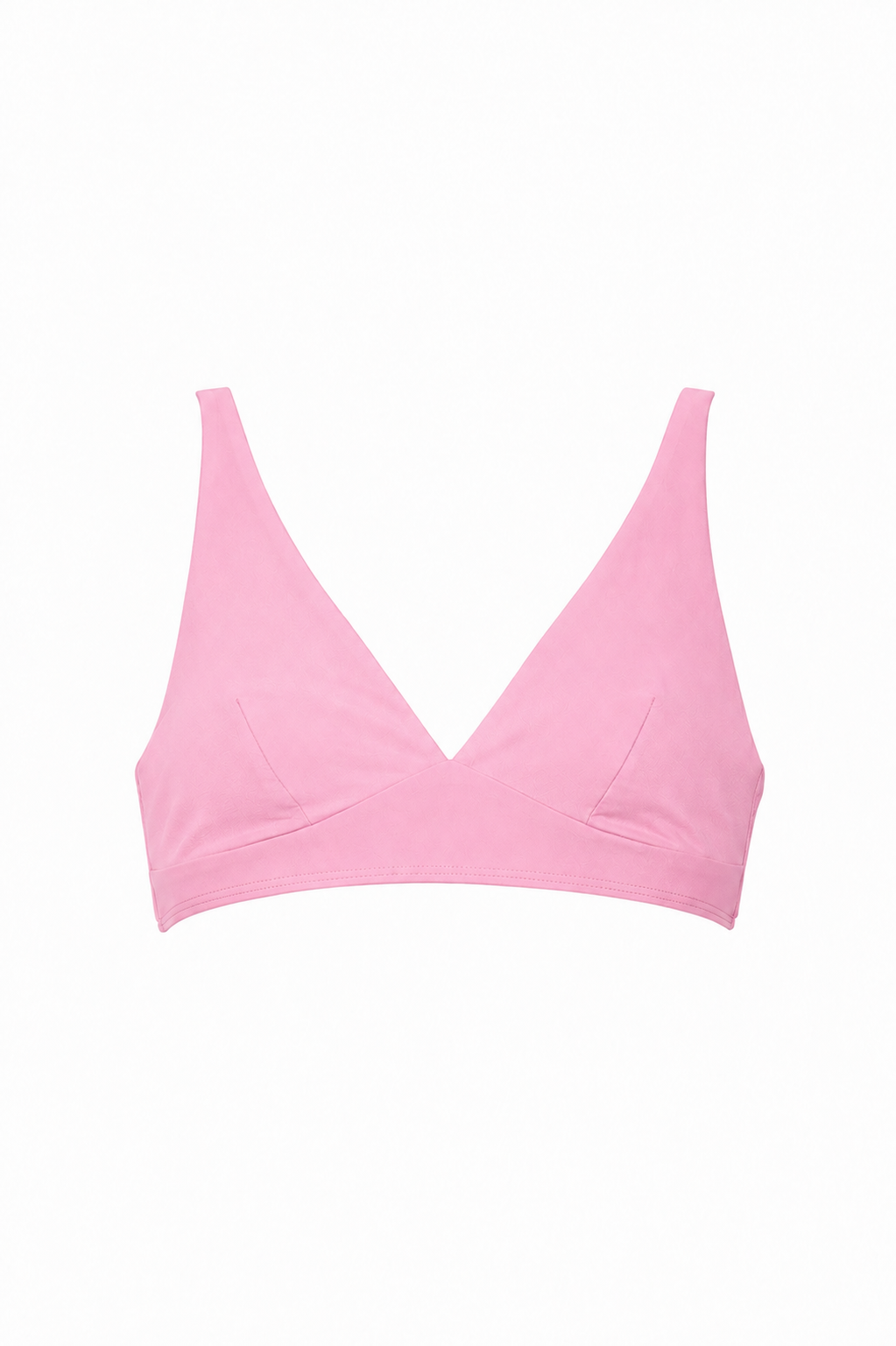 ROEM Matira Bikini Top in Bloom, front view showing the V-neckline and adjustable straps