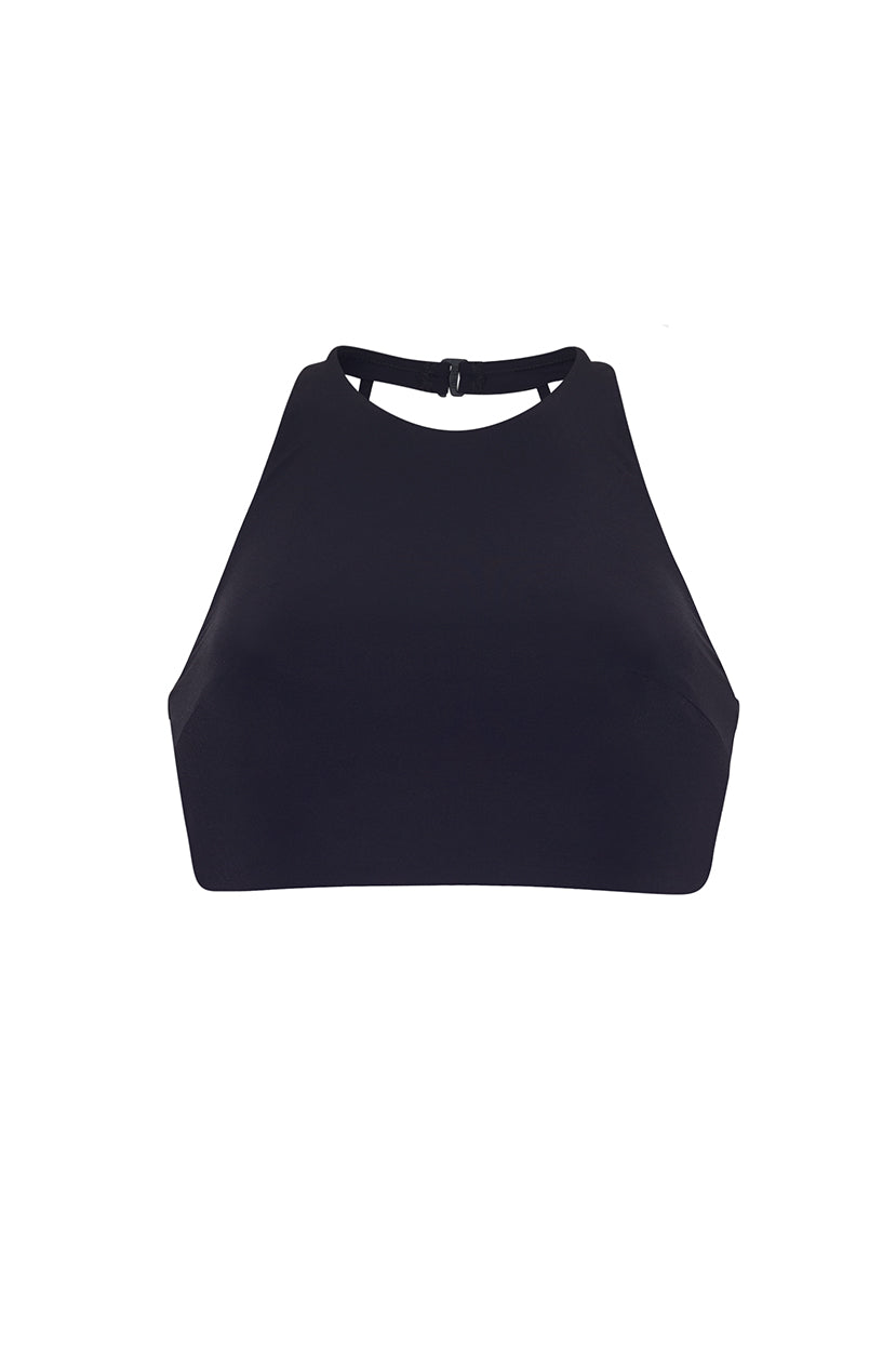 ROEM Varadero Halter Top in Black, front view