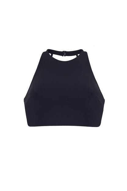 ROEM Varadero Halter Top in Black, front view