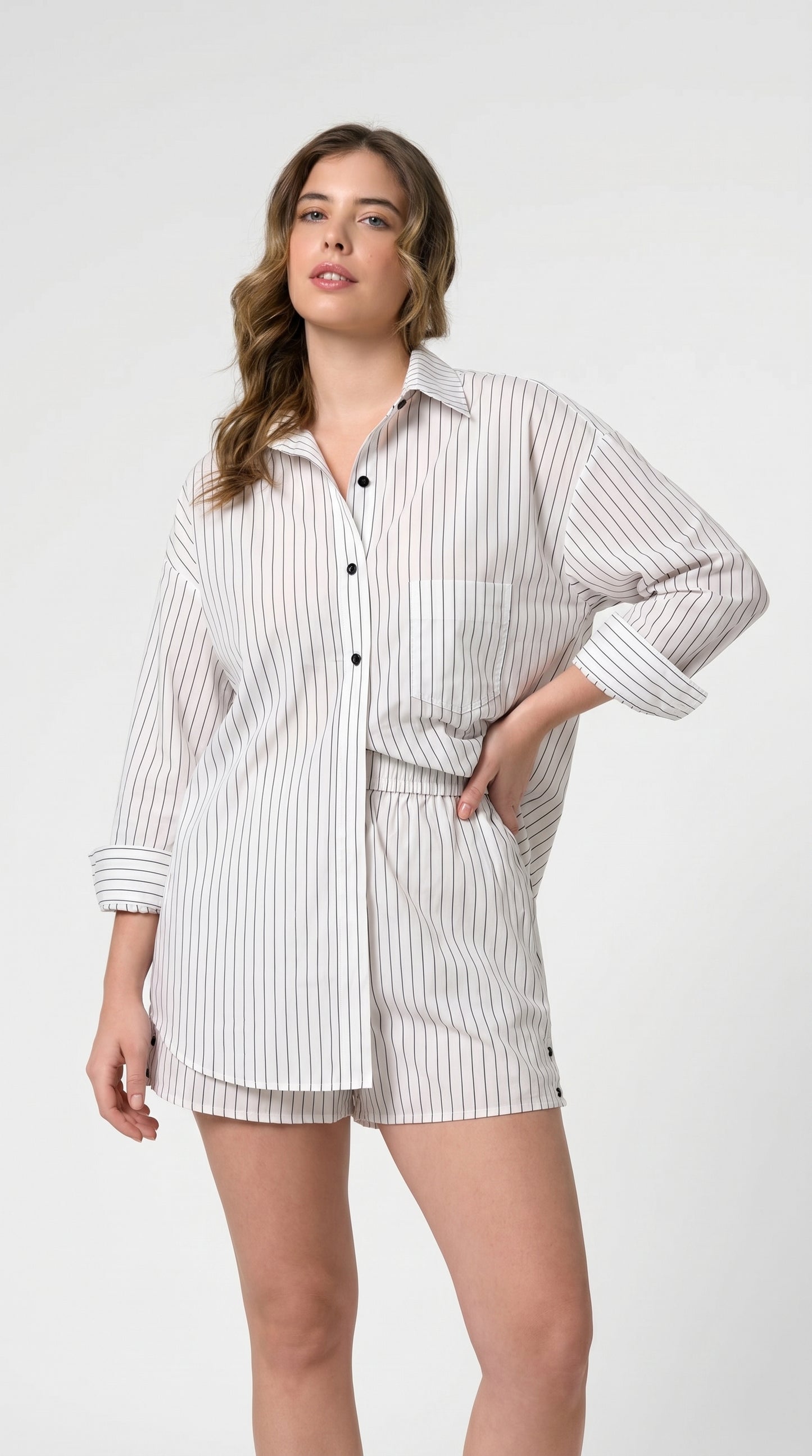 Cooper Button Down Top - Black and White Stripe