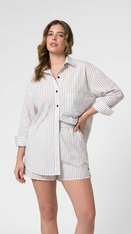 Cooper Button Down Top - Black and White Stripe